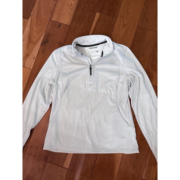 Terramar Climasense 1/4 Zip Pullover Womens Large Light Gray Thermal Grid Fleece - Picture 1 of 10